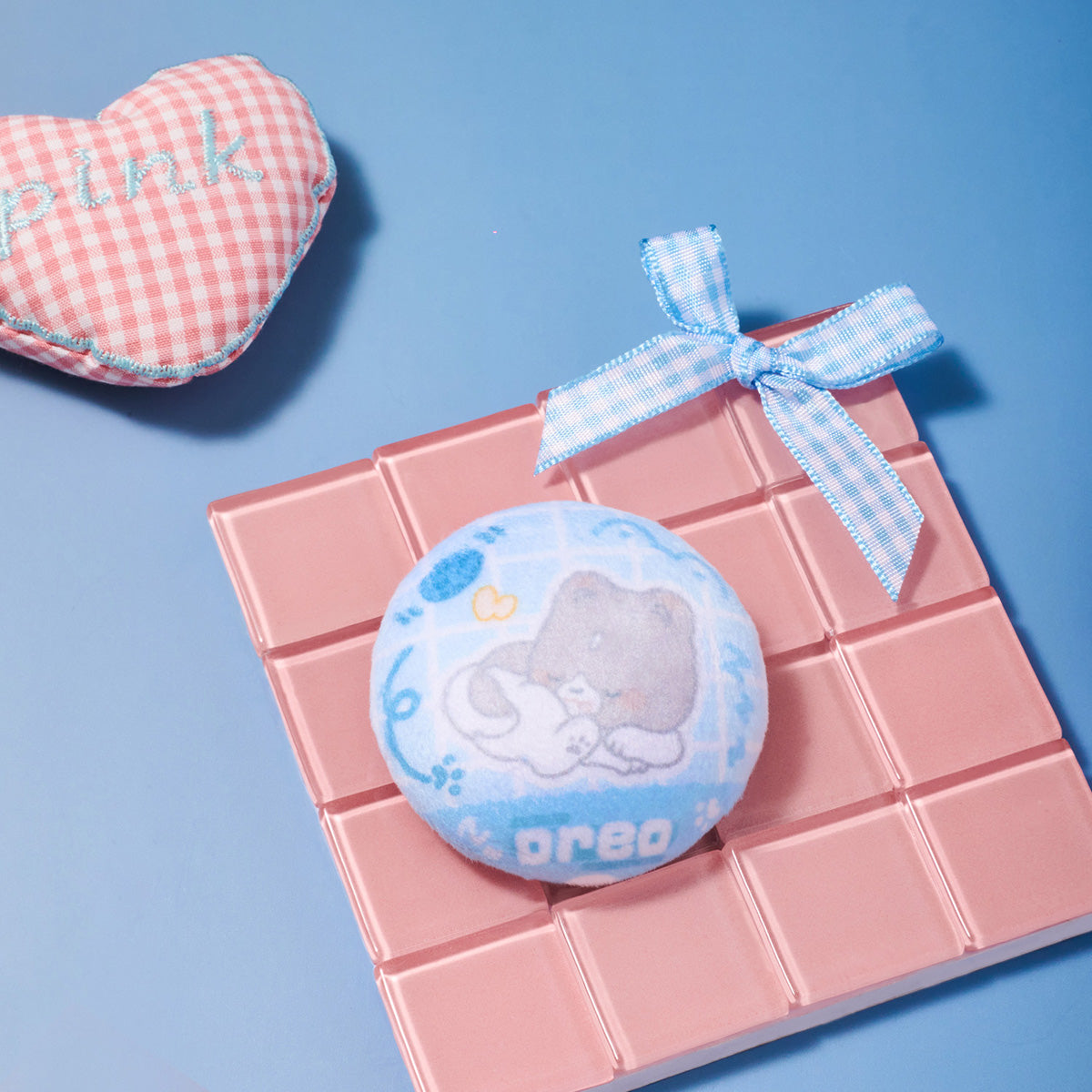 Sky Flocked Button Pin